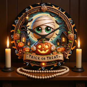 Grande Horloge Ronde Trick d'Halloween ou traiter maman