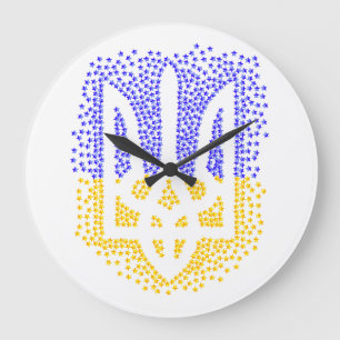 Grande Horloge Ronde trident tryzub d'héraldique ukrainienne avec des é