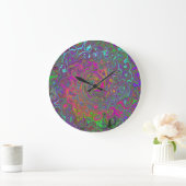 Grande Horloge Ronde Trippy Hot rose Abstrait Retro Liquid Swirl (Maison)