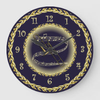 Trombone ~ Scroll musical ~ Gold/Navy Blue ~