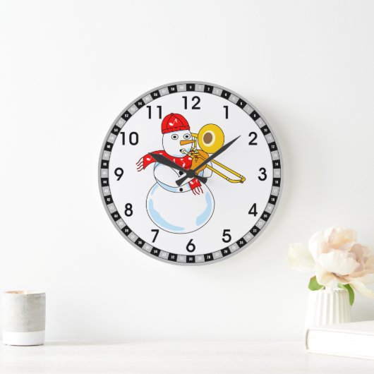 Grande Horloge Ronde Trombone Snowman (Maison)