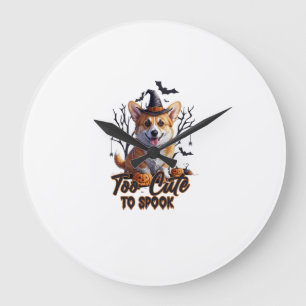 Grande Horloge Ronde Trop mignon pour effrayer drôle d'Halloween chien