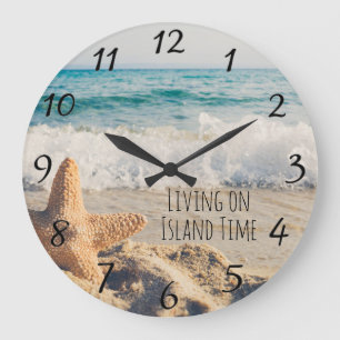 Grande Horloge Ronde Tropcal Ocean View Beach Life Starfish
