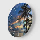 Grande Horloge Ronde Tropical Beach and Palm Trees (Angle)