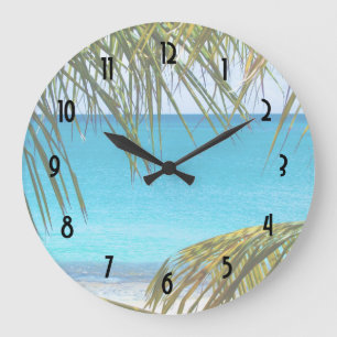 Grande Horloge Ronde Tropical Beach framed with Palm Fronds