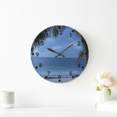 Grande Horloge Ronde Tropical Beach with Palm Tree (Maison)