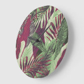 Grande Horloge Ronde Tropical Exotic : Vert tendance sans couture (Angle)