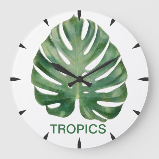 Grande Horloge Ronde Tropiques Feuille de Monstera (Recto)