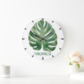 Grande Horloge Ronde Tropiques Feuille de Monstera (Maison)