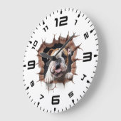 Grande Horloge Ronde Trou fissuré de Bulldog 3D (Angle)