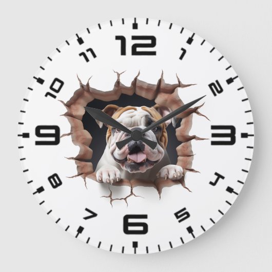 Grande Horloge Ronde Trou fissuré de Bulldog 3D (Recto)
