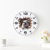 Grande Horloge Ronde Trou fissuré de Bulldog 3D (Maison)