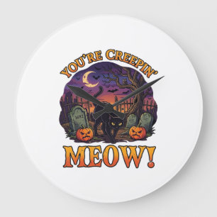 Grande Horloge Ronde Tu me fais froid dans le dos Halloween Chat noir C