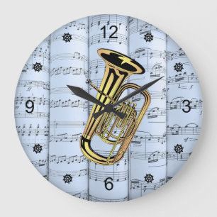 Grande Horloge Ronde Tuba ~ Musique de feuilles roulées ~ Arrière - p