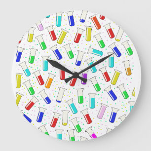 Grande Horloge Ronde Tubes à essai en verre de dessin animé