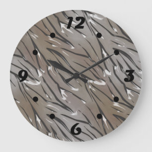 Grande Horloge Ronde Tuile de verre 3D tigre liquide zèbre cuir peau Sq