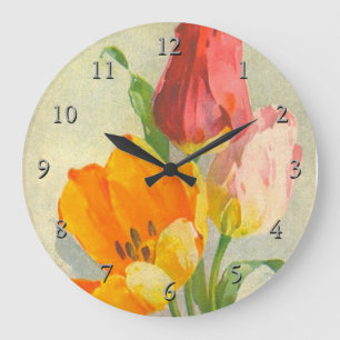 Grande Horloge Ronde Tulips par Catherine Klein