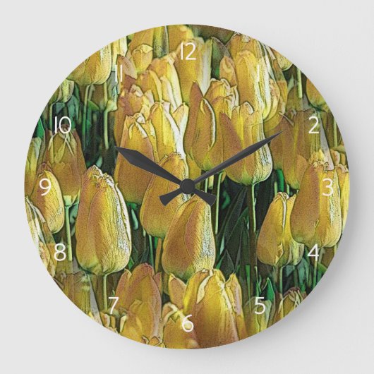Grande Horloge Ronde Tulips Sunshine Yellow (Recto)