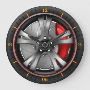 Grande Horloge Ronde Turbo Spin - Racing Wheel Wall Art