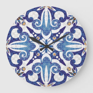 Grande Horloge Ronde Turc coloré : Motif Vintage de l'Est