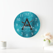 Grande Horloge Ronde Turquoise Blue Sparkle (Maison)