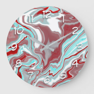 Grande Horloge Ronde Turquoise, Bourgogne, persiennes en marbre rouge e