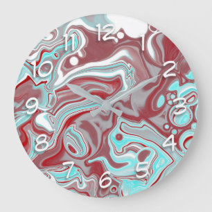Grande Horloge Ronde Turquoise, Bourgogne, persiennes en marbre rouge e