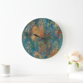 Grande Horloge Ronde Turquoise Cooper Patina (Maison)