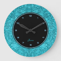 Turquoise Floral Faux Leather Embossed