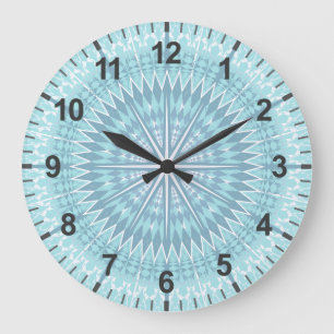 Grande Horloge Ronde Turquoise Géométrique Moderne Mandala