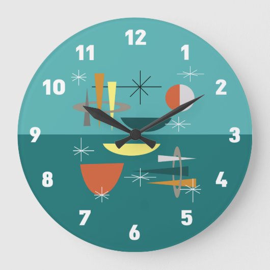 Grande Horloge Ronde Turquoise Moderne Du Milieu Du Siècle (Recto)