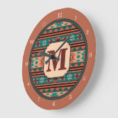 Grande Horloge Ronde Turquoise Terracotta Monogram (Angle)