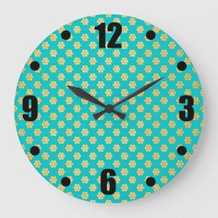 Grande Horloge Ronde Turquoise Tiffany et étincelle de fleur de