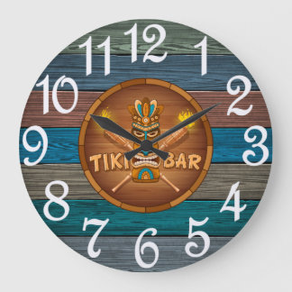 Grande Horloge Ronde Turquoise Tiki Bar
