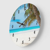 Grande Horloge Ronde Turquoise Tropical Beach (Angle)