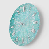 Grande Horloge Ronde Turquoise Turquoise Classique Baroque Élégant (Angle)