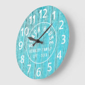 Grande Horloge Ronde Turquoise Wood Beach (Angle)