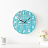 Grande Horloge Ronde Turquoise Wood Beach (Maison)