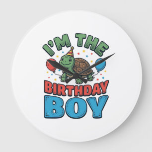 Grande Horloge Ronde Turtle pour garçon d'anniversaire Design de chemis