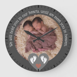Grande Horloge Ronde Twins fausse couche Baby Loss Memorial Stillborn