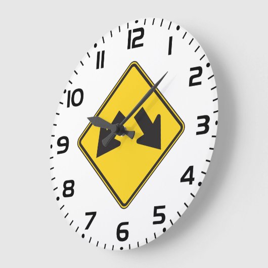 Grande Horloge Ronde Two Downward Arrows Warning Road Sign (Angle)