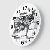 Grande Horloge Ronde Typographe de Black and White Unique (Angle)