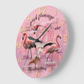 Grande Horloge Ronde Typographe rose Flamingo | Customized (Angle)
