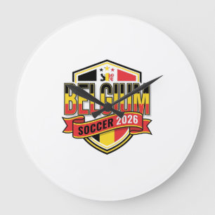 Grande Horloge Ronde Typographie de pays gras de football 2026 de Belgi
