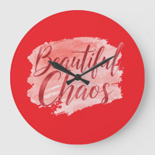 Grande Horloge Ronde Typographie de script Chaos Belle Esthétique