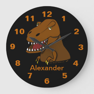 Grande Horloge Ronde Tyrannosaurus Rex Dinosaur Personalized Nom Clock