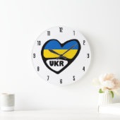 Grande Horloge Ronde Ukraine Code Pays Coeur Drapeau, UKR (Maison)