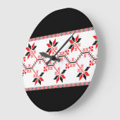 Grande Horloge Ronde ukraine traditionnelle folk motif ethnique géométr (Angle)