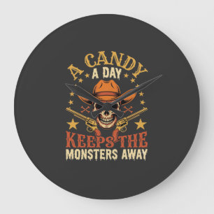 Grande Horloge Ronde Un bonbon par jour éloigne les monstres d'Hallowee