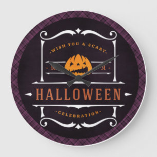 Grande Horloge Ronde Un citrouille vous souhaite une Halloween effrayan